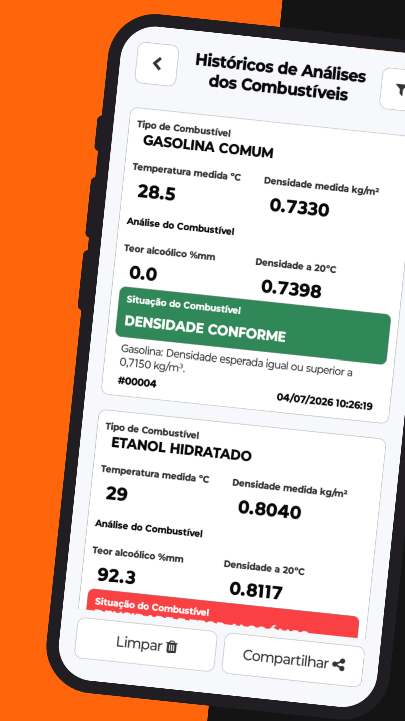 Tela do aplicativo Excelente Combustível 2